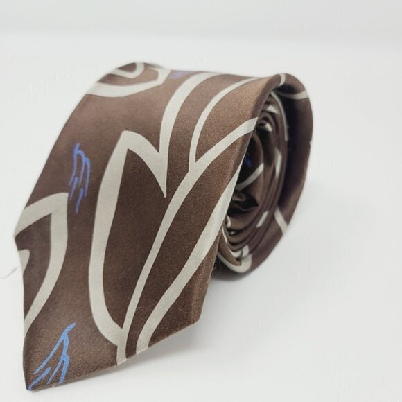 Givenchy Monsieur | Vintage Brown Printed Silk Tie (One Size) - Picture 2 of 16